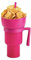 GZWY Becher mit Strohhalm und Schüssel 2 In 1 Snack & Drink Becher Cup Bowl Combo Stadium Tumbler mit Snack Bowl, Tragbare Auslaufsichere Getränketasse Snack Bowl für Kino, Zuhause, Reisen (Rose)