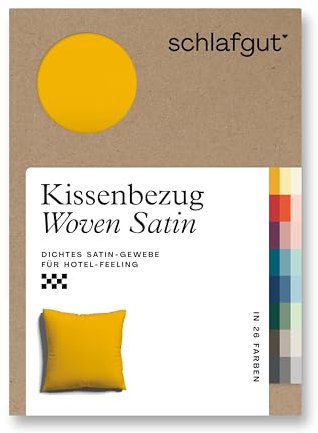 schlafgut Woven Satin Kissenbezug 80x80 cm Yellow Deep Uni in Premium Hotelqualität, Kopfkissenbezug einzeln mit 100% weicher Baumwolle