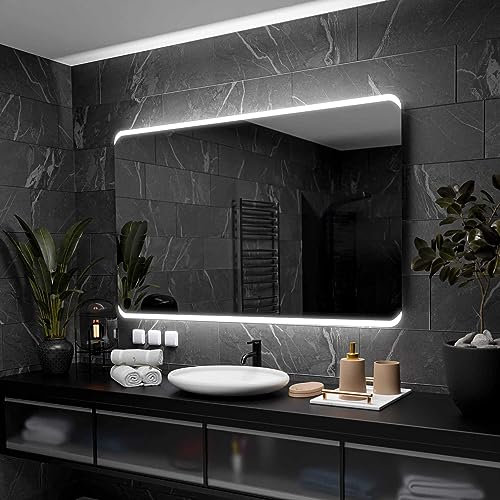 Alasta Modena Miroir LED Rectangulaire de Salle de Bain 80x60 cm avec Accessoires Personnalisables - Lumineux Mural pour Un Éclairage Optimal