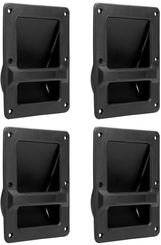 QWORK Plastic Speaker Cabinet Handles, 4 Pack Heavy Duty Recessed Holder, 6.38 x 8.5 x 2, Black
