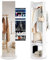 COSTWAY Armadio Portagioie da Terra Girevole a 360°, Appendiabiti con Specchio, Attaccapanni e Luci LED a 3 Colori, Specchio Contenitore Multiuso, 50 x 50 x 166,5 cm