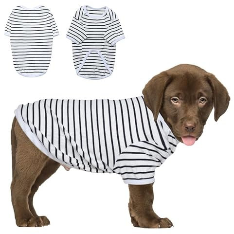 PetSmiler Hundepullover - Dünner Hundepullover Kleine Hunde Gestreifter Hundeshirts für Kleine Hund Katzen Shirt, Dehnbarer Pullover Hund Hundepulli Chihuahua Französische Bulldogge (Schwarz M)