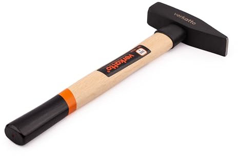 Mivos 500g Engineer's Hammer with Wooden Handle - Forged Steel Head - 500g Head Weight - DIN 1041 - HRC: 50-55