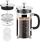 Nukeekee French Press Coffee Maker,34oz 8 Cup 304 Stainless Steel Borosilicate Glass Coffee Press, BPA Free Glass TeaPot-34 Ounce 1 Liter Larger (Chrome)