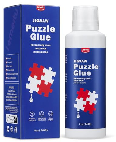 Lemeitu Colle pour Puzzle de 240 ML avec tête d'éponge, séchage Rapide, Colle de Puzzle Lumineuse et Soluble dans l'eau, Convient pour 2000 à 5000 pièces, Colle de Puzzle pour Cadre, Accessoires de