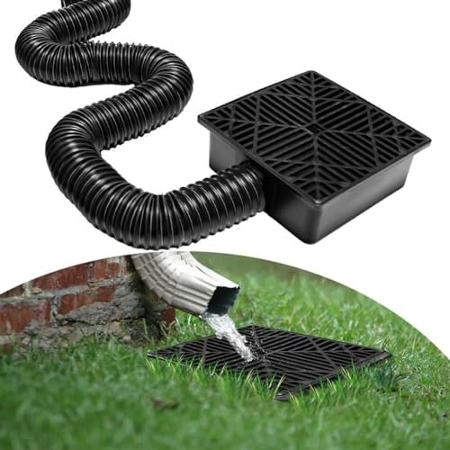 Auffangbecken-Ablauf-Set, quadratisches Auffangbecken-Ablauf-Set, Dachrinnen-Fallauslauf-Verlängerungs-Set, Low-Profile-Auffangbecken-Drainage 22,9 x 24,5 cm