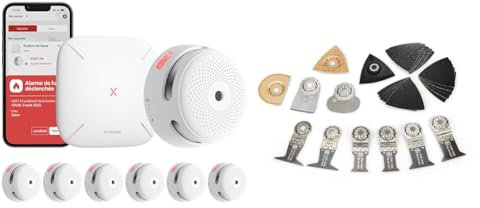 Detector de Humo X-Sense XS01-M ProConnected con estación Base SBS50 y Juego de Accesorios Fein Best of Starlock Renovation de 26 Piezas, para multiherramientas