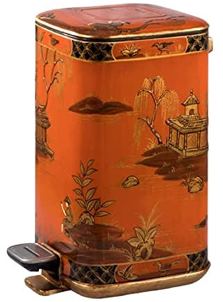 DEEDAV Cubo de Basura Elegante Cubo De Basura Para El Hogar Pintado A Mano Color Lacado Hoja De Oro Cubo De Basura Pedal Cubo De Basura para Cocina y Hogar