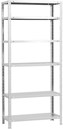 PROREGAL Schraubregal Panda Tall | HxBxT 200x100x50cm | 6 Fachböden | Fachlast 100kg | Weiß | Regal Standregal Aufbewahrungsregal