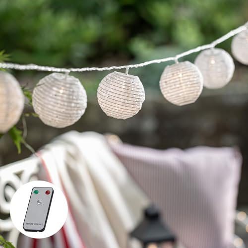 Lights4fun 20 Warm White LED Cut Out Lantern Connectable Plug in String Fairy Lights with Timer & Remote Control 4m Fully Waterproof Indoor and Outdoor Use