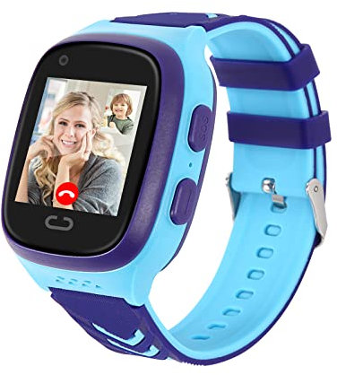 4G Kids Smart Watch,GPS Tracker Smartwatch with Video Call Waterproof Real Time Position School Mode Pedometer SOS Geo-Fence Anti-Lost of Early Education Tools Smartwatches for Boys Girls (Blue)
