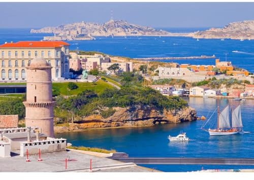 Ceanothe Tableau sur Toile voilier Arrivant à Marseille 45x65 cm Décoration Murale Art Décoratif Muraux Peinture Imprimée en HD Salon Chambre Bureau Bois de Forêt FSC Fabriqué en France