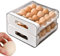 Caja de almacenamiento de huevos, Contenedor de huevos para refrigerador, Bandeja para huevos apilable de 32 rejillas con asas, Cajón de almacenamiento transparente para huevos de 2 capas