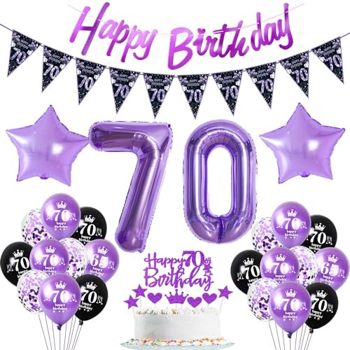 Lila Luftballon 70. Geburtstag Dekoration violett Tortendeko 70. Geburtstag Frauen party deko Geburtstagsdeko 70 Jahre Frau Mädchen Lila Folienballon 70 Ballon