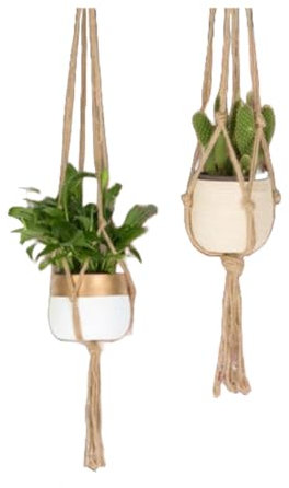 LTY Macrame Plant Hanger Holder Indoor Outdoor Hanging Planter Basket Rope Pot Holder Jute Rope House (110cm)