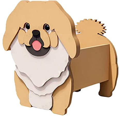 YANXIR Pflanzgefäß mit Hundemotiv, Tierdeko, süßer Blumentopf in Mops-Cartoon-Form, Pflanzbehälterhalter, PVC-Pflanzgefäß für Büro, Zuhause, Garten, Dekoration, Geschenk