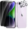 CYYAGE 2 Pack Privacy Screen Protector for iPhone 14 with 2 Pack Camera Lens Protective Film, Anti-Spy Tempered Glass Protection 9H Hardness Glass, Anti-Scratch