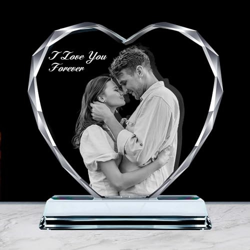 Emoragifou Personalisierte Foto Glas, Glasfoto mit Leuchtsockel, Kristall Foto Glasbilder Fotogeschenke, Personalisierte Geschenke für Frauen, Freundin, MäNner, Mama, Papa, MäDchen