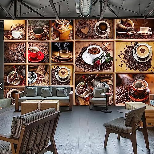 Premium Starke Kaffeebohnen Tapete Fototapete für Heimdekoration Coffee Shop Thema Wandkunst Druck für Esszimmer und Küche 430 x 300 cm