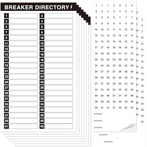 10 Feuilles d'Étiquettes pour Panneau de Disjoncteurs, 7 Autocollants de Catalogue de Disjoncteurs & 3 Autocollants Numérotés, Autocollants Électriques Auto-adhésifs Durables et Imperméables (Noir)