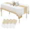 PUWOWYE Einweg Tischdecke, 4 Stück Tischdecke Hochzeit 137 x 274 cm, Wasserdicht Geburtstag Tischdecken, Party Tischdecke Rechteckig füR Jede Feier, Catering, Hochzeit, Geburtstag, Weiß & Gold