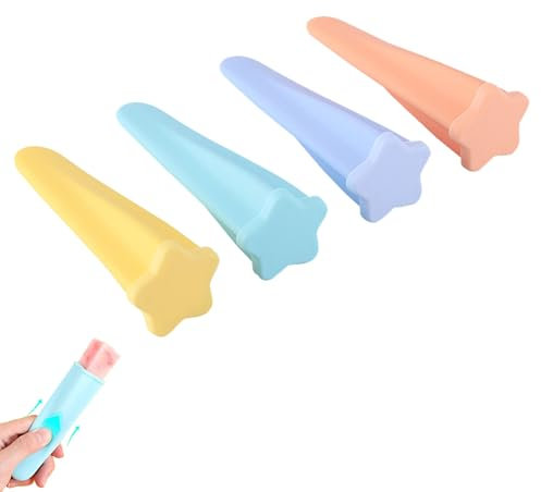 4 Piezas Moldes Para Helados Reutilizable Moldes Helados Silicona en Forma de Estrella con Tapa Molde para Hacer Paletas para Hacer Helados Caseros