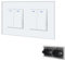 BSEED Interrupteur Verre 2 Gang 1 Voie + 2 Gang 1 Voie, Interrupteur à Bouton-Poussoir Encastré avec Témoin Lumineux LED, Interrupteur Mural pour Salon, Bureau, Cuisine-Blanc