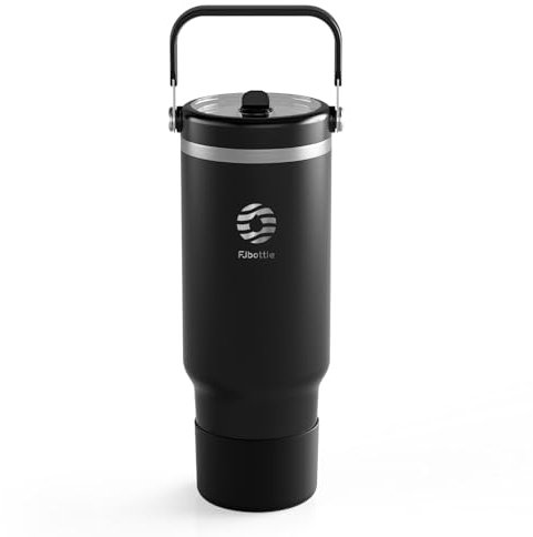 Fjbottle Mug Isotherme 1180ML avec Paille et Poignée, Thermos Café avec 2-en-1 Couvercle Tasse à Café Acier Inoxydable sans BPA, convient également aux Travel Mug de Voiture, Gobelet Isotherme