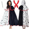 MAISUIZI Cruella Deville Costume Adult Black White Cruella Deville Cape Dalmatians Costumes Adult with Red Gloves L