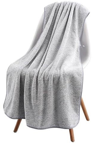 WANGZEYU Badetuch 70 x 140 cm Korallen-Samtfaser-Badetuch for Erwachsene, weiches, saugfähiges, einfarbiges Haushalts-Badetuch BadetüCher(LightGrey)