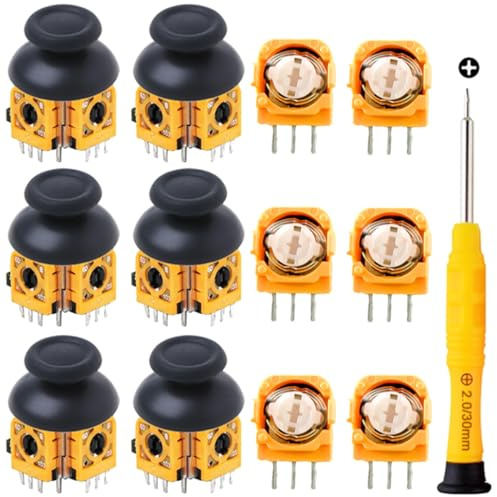 ZHUROUPU 6 Pcs 3D Joystick Module Analog Sticks Kit de Remplacement et Potentiomètre 10K Trimmer pour PS4 pour Xbox One/360 Wireless Controller, Thumbstick Module Sensor Gasket
