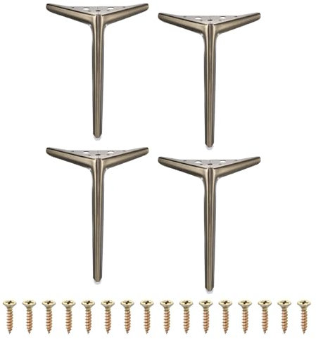 sourcing map 4Pcs Metal Furniture Legs, 10 Triangle Replacement Couch Dresser Legs Furniture Feet for Bed Table Cabinet Sofa(Bronze)