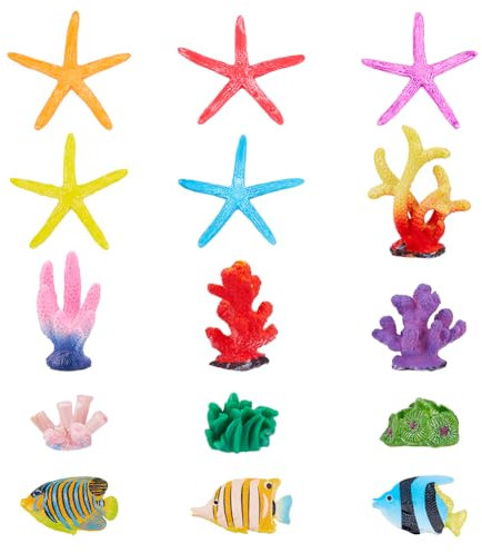 SUPERFINDINGS 21 pz Corallo Decorazione Acquario Finto Corallo Pianta Acquario Decorazioni Ornamento Stella Marina Conchiglia Sirena Miniatura Corallo Figurine per Acquario Paesaggio