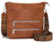 Glintify sac a main femme bandouliere tendance Marron sac femme bandoulière cuir végétal avec sangle large réglable et amovible