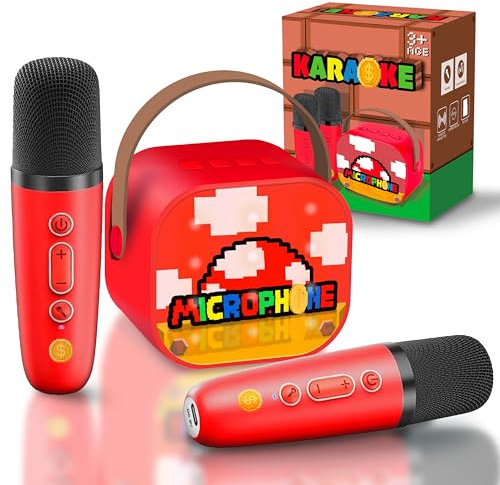 Jouets Musicaux pour Enfants, Micro Karaoke Enfant avec 2 Micro sans Fil Bluetooth, Micro Enfant pour Chanter Enceinte Karaoké Enfant Cadeau Garçon Fille 3-10 Ans