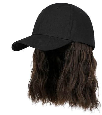 NZHBOAM Verstellbare Baseballkappe Mit Lockiger Haar Perücke Für Frauen Mädchen Cosplay Kostüm Bob Haar Perücke Haarstyling Perücke Kappe