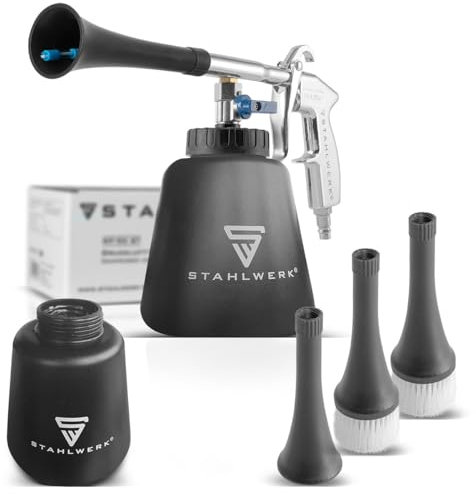 STAHLWERK Druckluft-Reinigungspistole RP-90 ST mit Zubehör-Set, Druckluft-Reiniger mit Tornado-Effekt, Innenreiniger, Waschpistole, Kfz Ausblaspistole zum Reinigen verschmutzter Oberflächen