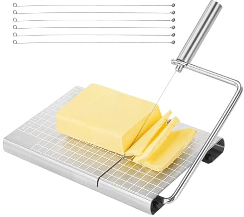 yeeplant Käseschneider aus Edelstahl mit 6 Drähten, Käseschneidebrett mit eingebauter Skala, Charcuterie Slicer