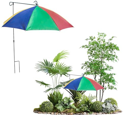 KeaJuidy Lot de 2 parapluies pour plantes d'extérieur, réglable, ombrage, parapluies de jardin, résistants à la pluie, colorés, pour jardin, protection des plantes, diamètre : 70 cm