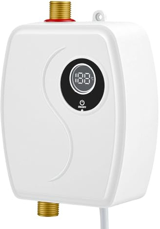 Elektronischer Durchlauferhitzer Küche 220V 3800W für Dusche, Kompakter Untertisch Durchlauferhitzer mit LCD Touchscreen, Energiesparender Warmwasserbereiter für Küche und Badezimmer