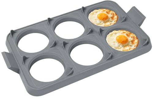 Silicone Egg Molds, 6-Hole Nonstick Rings for Frying Eggs, Compatible with Blackstone Griddle Cookware, Integrated Tray with Flexible Handles, High Heat Resistant, Perfect for Pancakes