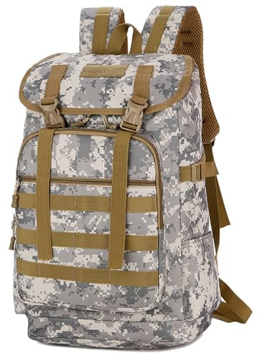 Kabxhueo Wanderrucksack Herren Damen 40L Militär Taktische Rucksack Reiserucksack Wasserdicht Trekkingrucksack Groß Outdoor Rucksäcke Backpack Tagesrucksack für Wandern Camping Reisen,ACU