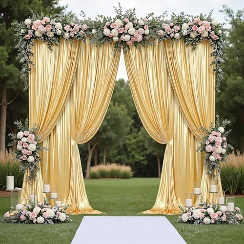 HTPER 6x3m Gold Glitzer Vorhang – 4 Stück 1,5x3M Faltenfreier Pailletten Hintergrund, Schimmernde Deko Stoff Vorhänge für Hochzeit, Geburtstag, Fotoshooting, Abschlussfeier
