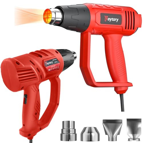 2000W Mini Heat Gun for Paint Stripping, 300℃ & 600℃ Professional Heat Gun Dual Temp, Handheld Electric Hot Air Gun with 4 Nozzles, Paint Stripper Heat Guns, for Paint Stripping, Shrinking PVC, DIY