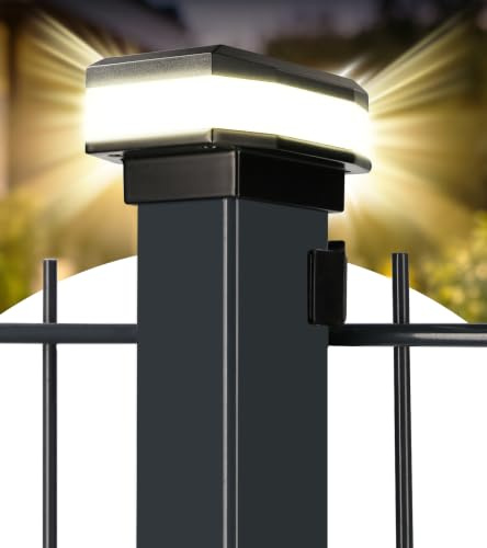 Solarleuchten für Zaunpfosten 60x40 mm Doppelstabmattenzaun, 4er Set LED – Solarlampen Zaun Beleuchtung außen warmweiß, verschraubt statt aufgesteckt, Dämmerungssensor, bis zu 22 Std Leuchtdauer