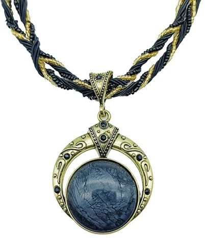 RIXERKOC Retro Vintage Halskette für Damen böhmische Türkis Aussage Halskette Strass Anhänger Halskette Modeschmuck Kette Lang Muttertag Valentinstag Geschenke