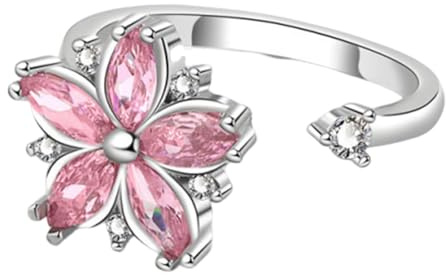 Spinner Ring - Adjustable Flower Design Fidget Ring Spinner, Sensory Toys Meditation Aid Stress, Reduction for Women Workplace Airplane Travel JewelryVersatile Style Companion: