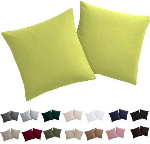 Soifox Kissenbezug 40x40 2er Set - Apfelgrün kopfkissenbezug Für Kissen 40 x 40 cm 100% Mikrofaser Resistent und Hypoallergen Kissenbezüge mit Reißverschluss
