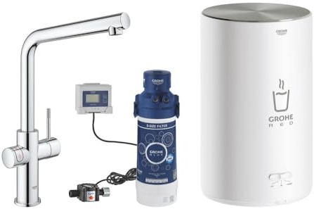 GROHE Red Duo Küchenarmaturen - Armatur und Boiler (Größe M, Einhand-Spültischbatterie, Einlochmontage) chrom, 30327001