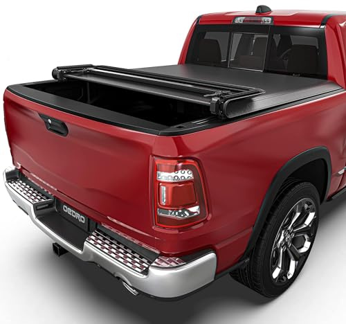 oEdRo Weiche Quad Fold Truck Bed Tonneau Cover kompatibel mit Dodge Ram 1500 2009–2025 (inklusive. Klassisch und neu), Fleetside 150 cm Bett ohne Ram Box